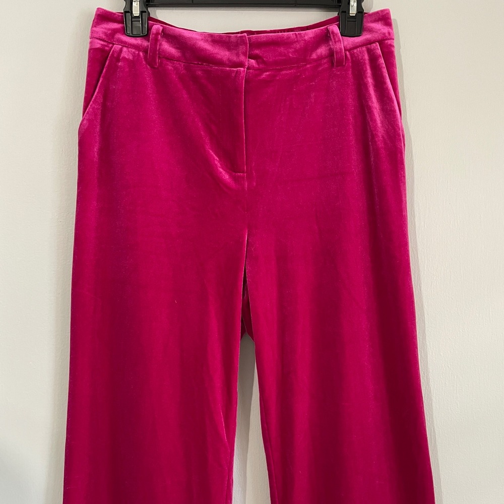 EUC Skies Are Blue Women's Medium Fuchsia Pink Velour Pants Trousers Slacks